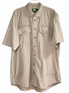 Cabela’s Performance Short Sleeve Check Button Down in Tan Men’s XLT